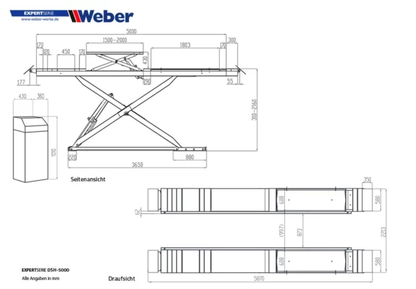 Scherenhebebühne für Achsvermessung Weber Expert Serie DSH 5000