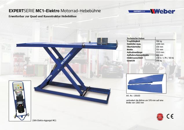 Motorradhebebühne Weber Expert Serie MC1-Elektro  Toolking GmbH -  Werkzeuge, Werkzeugbedarf und Werkstatteinrichtungen