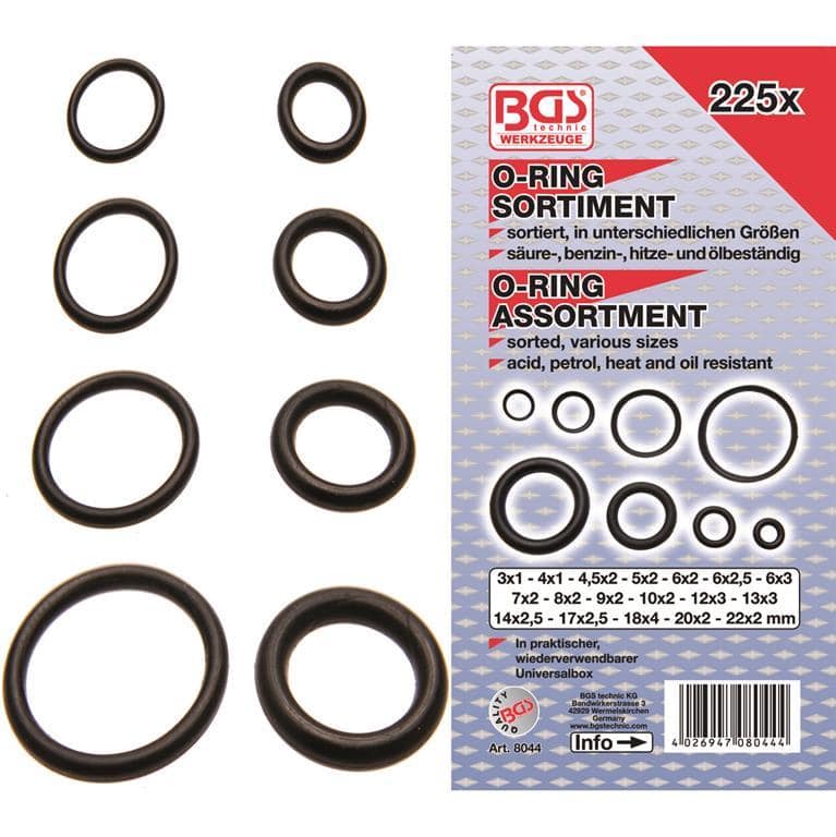 O-Ring-Sortiment, Ø 3 – 22 mm, 225-tlg.