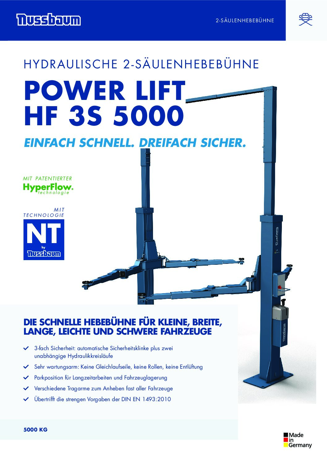 Nussbaum 2-Säulen-Hebebühne Power Lift HF 3S 5000 DG